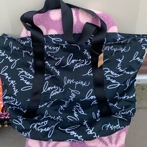 Victoria's Secret Black and White Love Pink Tote